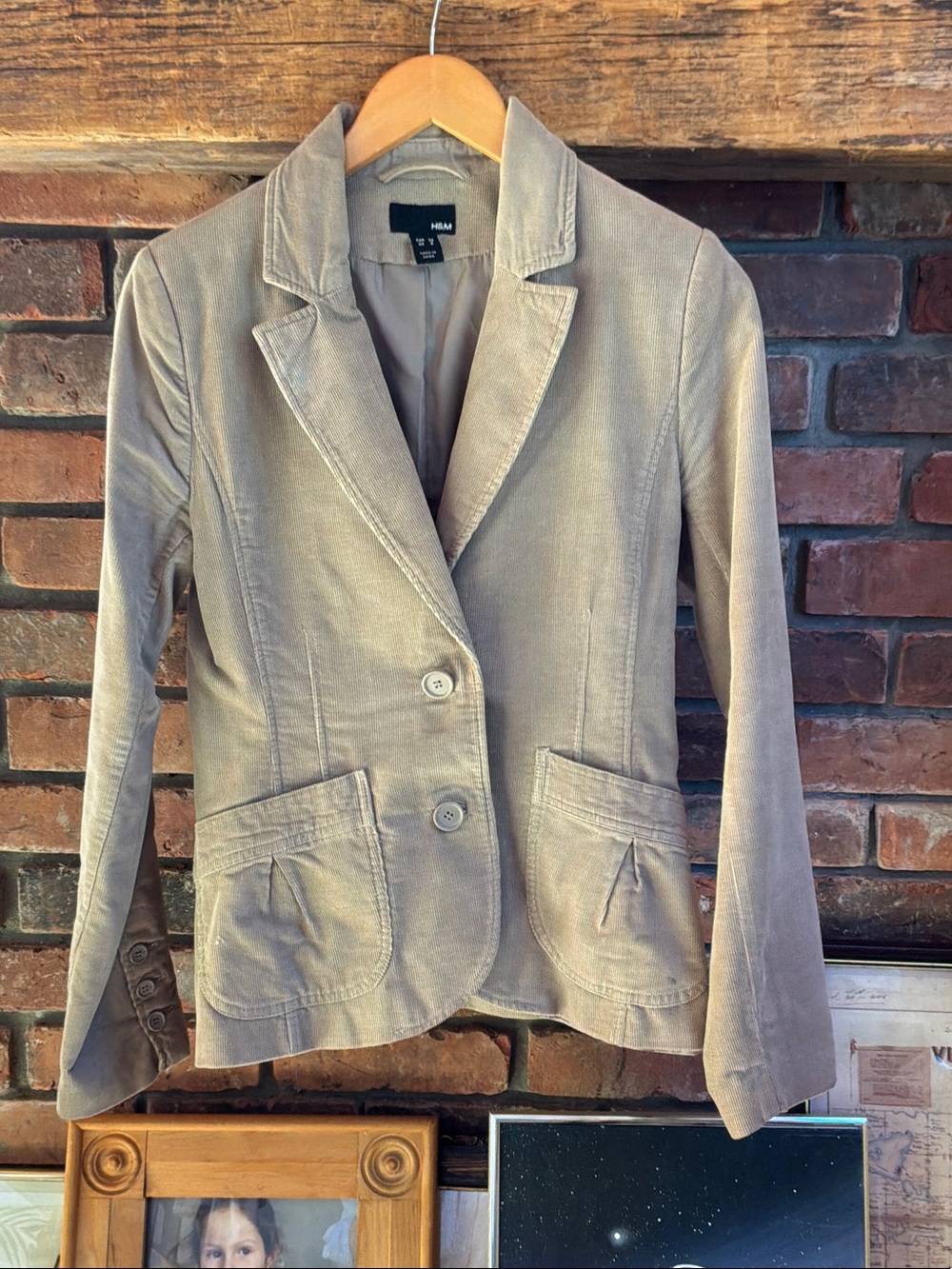 H&M Women's Light Beige Corduroy Blazer